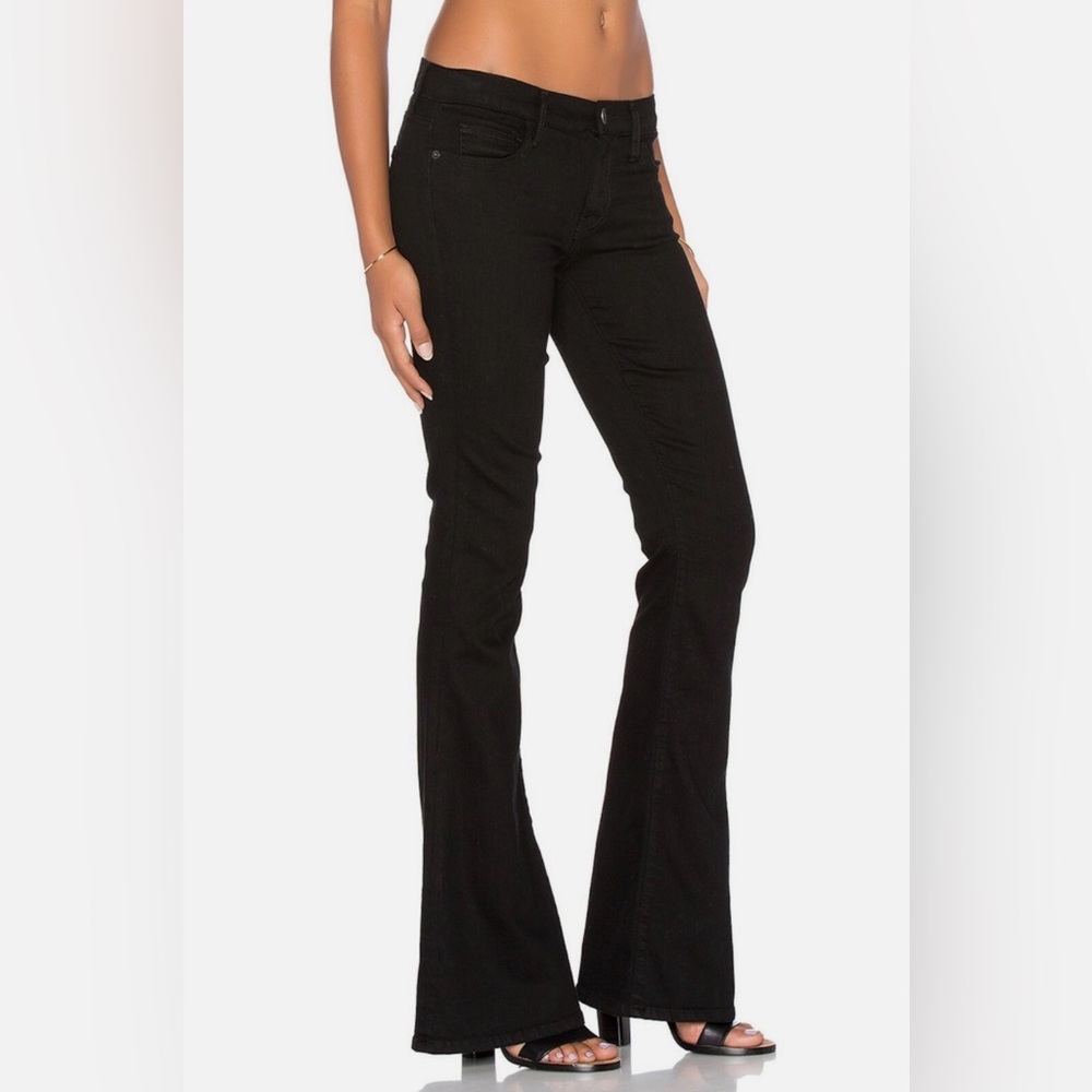 Current/Elliott "The Low Bell" Flare Jeans - Jet Black - Size 28 - Picture 2 of 8